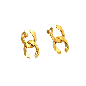 ZOGXIN Geometric <b>Stud</b> Earrings Gold Electroplated 18K <b>Titanium</b> Steel Twisted X Shape Fashion Jewelry - Product Image 5