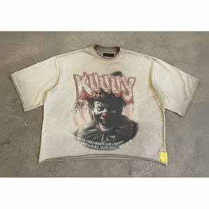 Camiseta extragrande de manga corta para hombre con ajuste cuadrado, logotipo personalizado impreso, DTG, cuello redondo, patrón sólido, fabricante de spray de tela - Product Image 1