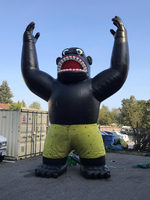 Gorille gonflable géant en PVC, figurine de singe de dessin animé avec slogan personnalisé pour la décoration d'événements commerciaux ou d'inaugurations