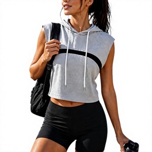 Sudadera sin mangas con capucha para mujer, de hombros caídos, color liso, asimétrica, de punto transpirable, estilo casual de invierno, poliéster con lazo - Product Image 5