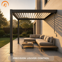 Pergola murale à 2 poteaux à prix d'usine, avec toit en acier et cadre en aluminium, résistante aux intempéries, pour jardin, resort et patio