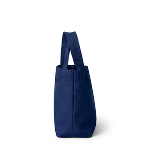 New Arrival Custom 10oz Cotton <b>Tote</b> <b>Bags</b> 100% Canvas Short Hand Flat shopping <b>Bags</b> navy with Letter Pattern - Product Image 3