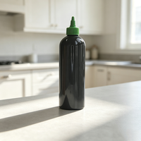 Bouteille vide en plastique noir de 16 oz avec bouchon à vis, pour huile capillaire, savon liquide, huile de cuisson, crème essentielle