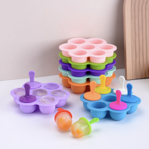 Silicone Popsicle Molds Mini 7-Cavity DIY <strong>Ice</strong> Pop Mold With Colorful Sticks and Drip-<strong>guards</strong> Baby Food Storage Container - Product Image 5