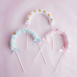 Décoration de gâteau en forme d'arche avec pompons, décor de gâteau en peluche moelleuse pour baby shower, <span class=keywords><strong>anniversaire</strong></span>, mariage, fournitures de fête - Product Image 4