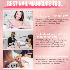 Taladro de Uñas Portátil Eléctrico, Lima de Uñas Eléctrica Geneviere E File Rosa JD700 Profesional 30000 RPM, Taladro de Manicura - Product Image 5