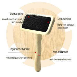 Baoli fabrika Outlet doğal ahşap kürek Pet bakım fırçası köpek kürk temizleme çelik iğne tarak Slicker fırça - Product Image 2