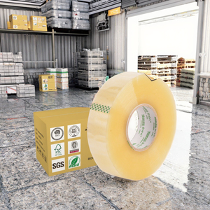 Cinta de Embalaje para Sellado de Cajas de Cartón, Ecológica, de Grado Alimenticio, Acrílica BOPP, con Respaldo de Papel de una Sola Cara, Transparente/Marrón - Product Image 3