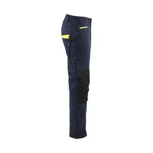 BLAKLADER - 149513308633D124 Pantalones de servicio con estiramiento Azul marino oscuro/Amarillo-PANTALÓN DE TRABAJO EAN 7330509893500 - Product Image 3