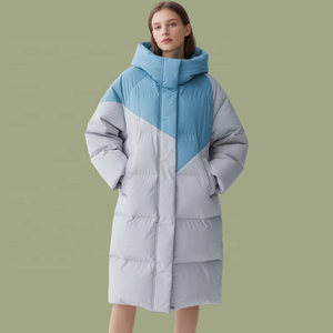 Piumino trapuntato con Zip di lusso stile invernale personalizzato da donna piumino da sci lungo lungo da donna cappotti d'oca bianchi - Product Image 5