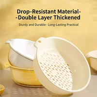 Passoire de cuisine double couche transparente en plastique, grande capacité, pour fruits et légumes, style luxe léger