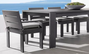 Table de salle à manger rectangulaire d'extérieur en aluminium thermolaqué anti-corrosion durable pour patio familial moderne, avec soudure sans joint - Product Image 3