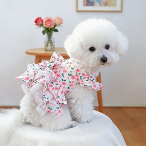 Vêtements pour animaux de compagnie, robe florale Little Rose pour chiens et chats, tenue en Polyester pour printemps et automne, robe pour petit chien et chiot - Product Image 4