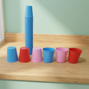 Verre à eau en plastique léger de haute qualité, bleu, rose, rouge, hauteur 10,16 cm, largeur 26,67 cm, modèle OEM personnalisé AG-30 - Product Image 3
