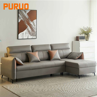 PURUO lujo gran tamaño salón diseño moderno sofá en forma de L sofás sala de estar Seccional de cuero nuevo sofá para la venta