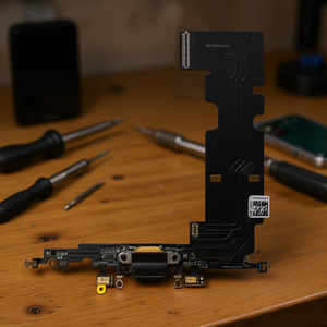 Cavo flessibile originale per porta di ricarica Lightning per iPhone 8 Plus con microfono nero - Product Image 3