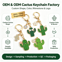 Porte-clés et accessoire de sac en alliage incrusté de diamants, style européen, fait main, motif cactus, frais et délicat