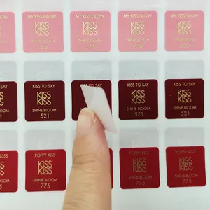 Stiker vinil Foil emas kustom Label kedap air untuk lipstik botol kosmetik Label kemasan cetak
