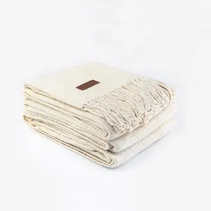 100% ऊन तैयार किए गए जैक्वार्ड बोहेमियन कंबल मेरिनो ऊन कंबल को बिस्तर के लिए कंबल