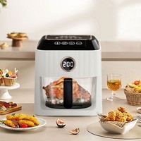 Friteuse à Air en Verre Visible à Contrôle Numérique 1000W 4.5L Four à Circulation Multifonctionnel Cuisson Frite pour l'Électricité Domestique