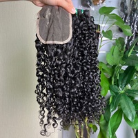 Closure en dentelle SDD en cheveux Remy péruviens pour cheveux bouclés 4x4 5x5, couleur naturelle, Super Double Drawn, garantie faite main