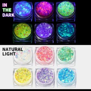 Brillo Cosmético Luminoso que Brilla en la Oscuridad, Set <span class=keywords><strong>de</strong></span> Brillo para Maquillaje, para Rostro, Cuerpo, Cabello, Uñas, Ojos, Decoración, Artículos para Fiestas - Product Image 1