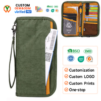 Portefeuille de voyage RFID personnalisé pour passeport et documents avec dragonne, porte-cartes de voyage, pochette de transport portable