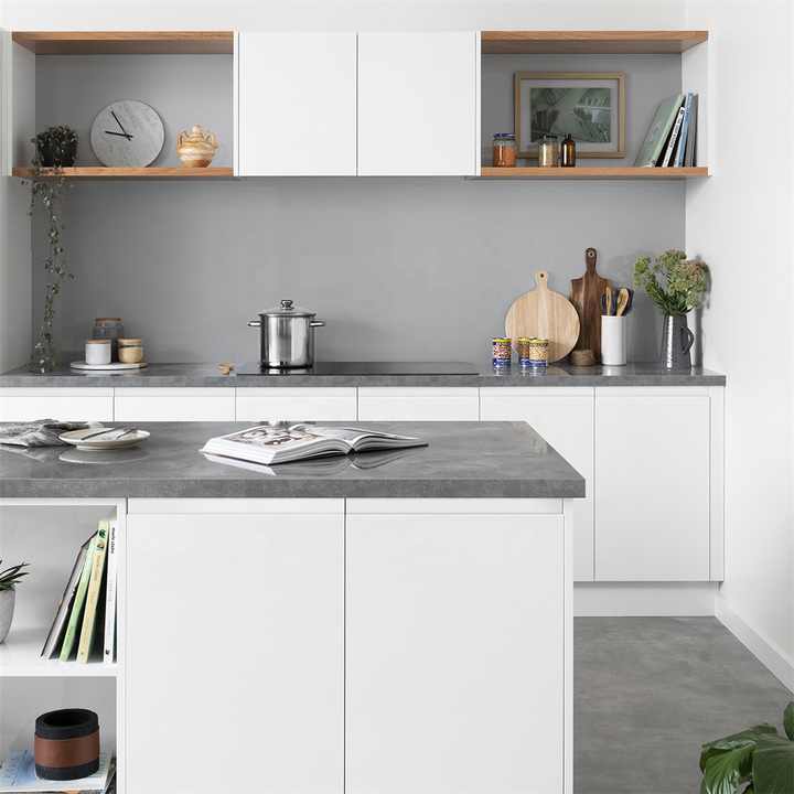 PA MDF White Lacquer Designs Modular Modern Island Kitchen Cabinet