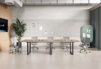 Table de réunion réglable en hauteur à double moteur, bureau électrique à cadre en acier pour salle de réunion