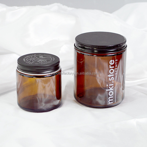 100ml 250ml Amber Straight Sided Round Glass Jars With Black Lids Candle Storage Jars