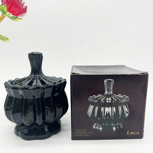 Decorazioni per la casa ristorante Coffee Bar Decor <span class=keywords><strong>elegante</strong></span> portagioie in cristallo di vetro nero <span class=keywords><strong>zuccheriera</strong></span> con coperchio - Product Image 6