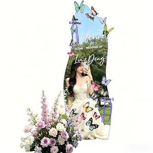 Insegna di Benvenuto per Matrimonio in Acrilico Ondulato Irregolare 71x27.5in, Stampa UV Personalizzata, Sfondo per Photo Booth e Selfie, Produzione OEM - Product Image 1