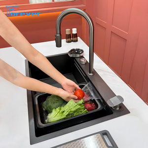 2025 nouveau motif volcanique en acier inoxydable caché creux d'eau de pluie Surface traitée avec évier de cuisine cascade de technologie Nano - Product Image 3