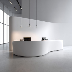 Mostrador de Recepción Ovalado Moderno, Superficie Sólida, Diseño Minimalista Brillante para Uso Comercial en Oficinas - Product Image 2