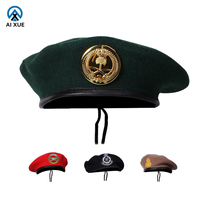Bérets tactiques en laine vert olive pour hommes, personnalisables avec badge, doublure en soie, uniformes de scouts, Boina