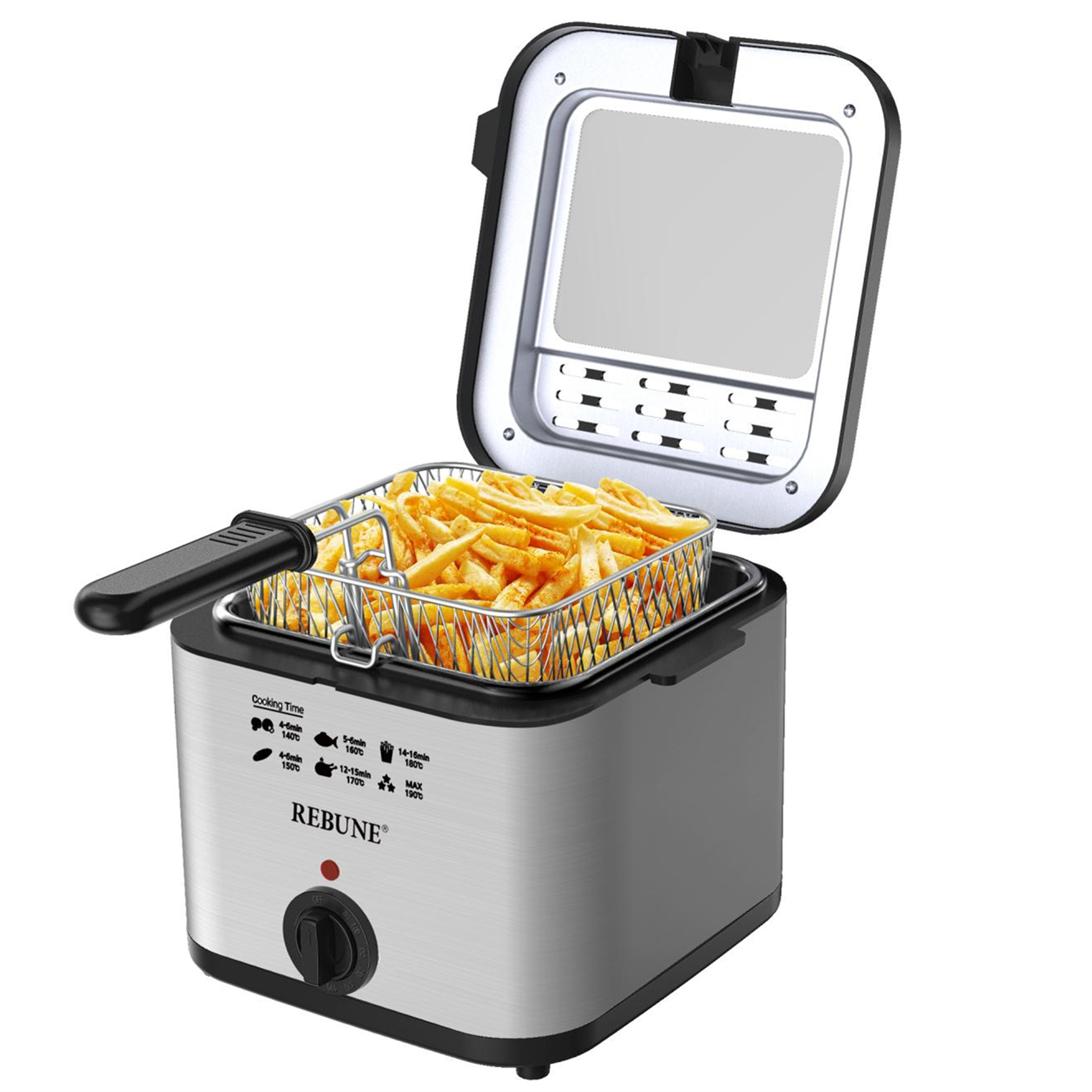 Friteuse électrique 1800W, capacité de 2.5 litres, argent/noir