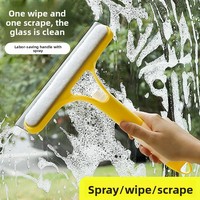 Raclette de nettoyage double face en plastique pour vitres, miroirs et comptoirs, avec pulvérisateur et brosse, manuelle, durable et légère