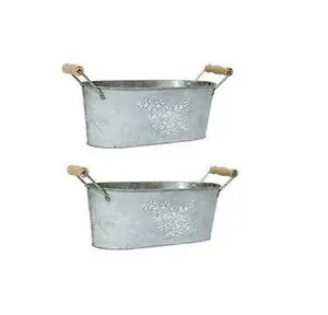 Piantatrice galvanizzata di forma ovale galvanizzata decorativa del giardino con le maniglie disponibili al migliore qualità di prezzo basso