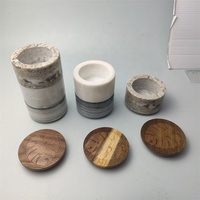 Tazón de sal y pimienta de mármol de combinación gratuita de la mejor calidad, tapa de madera, grabado personalizado, el logotipo