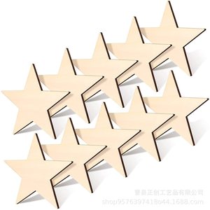 Estrella de Madera de 20.32cm, Sin Pulir, Madera Maciza, Manualidades, Decoración del Hogar, Adorno Colgante, Estrella de Cinco Puntas - Product Image 3