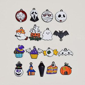 Abalorios de aleación de zinc con efecto de goteo de aceite para Halloween, suministros para la fabricación de joyas DIY, decoraciones para fiestas, colgantes para llaveros, venta al por mayor - Product Image 1