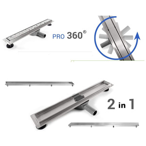 Benutzer definierte Wasser zeichen 360 Grad lange Badezimmer Linear <span class=keywords><strong>Drain</strong></span> Fliesen Einsatz Linear Boden ablauf Rechteck Kunststoff Seiten auslass Dusch ablauf - Product Image 6