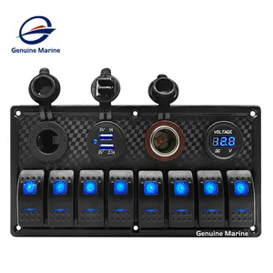 Echte Marine Waterdichte 12V 24V Aan/Uit Voorbedrade Knevel 8 Bende Mount Rocker Boat Marine Control Abs Schakelpaneel