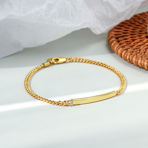 Bracelet cubain fin unisexe en laiton plaqué or PVD 18 carats avec zircon, style simple, barre incurvée, tendance, pour anniversaire - Product Image 5