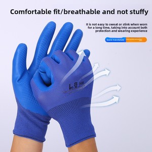 Guantes de Látex Espumado Transpirables, Antideslizantes, Resistentes a la Abrasión, con Textura Arrugada, Guantes de Protección Laboral para Mantenimiento de Maquinaria - Product Image 4