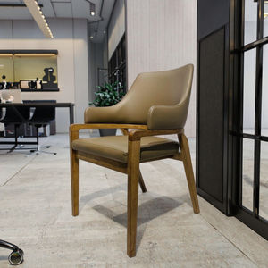 Silla de Comedor de Lujo Moderna de Alta Gama, Diseño Nórdico <span class=keywords><strong>Italiano</strong></span> Escandinavo, Cuero PU y Madera, para Sala de Estar o Restaurante - Product Image 1