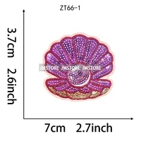 Patchs thermocollants brodés à sequins, motif Dauphin Tropical, Coquillage, Plage, pour T-shirt