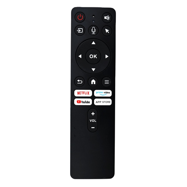 OEM ODM Customized Android TV Remote Control with Netflix YouTube Prime Video Apps 4 Shortcuts Voice Function & Learning Code