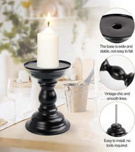 Bougeoir en fer Vintage nordique <span class=keywords><strong>chandelier</strong></span> de table en métal noir créatif pour mariage, festival et anniversaire - Product Image 4