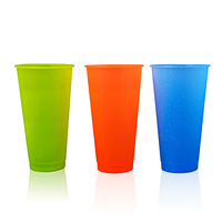 Gobelets empilables en plastique PP avec couvercles et pailles, réutilisables, sans BPA, écologiques, pour les fêtes, les anniversaires, le café glacé, les voyages